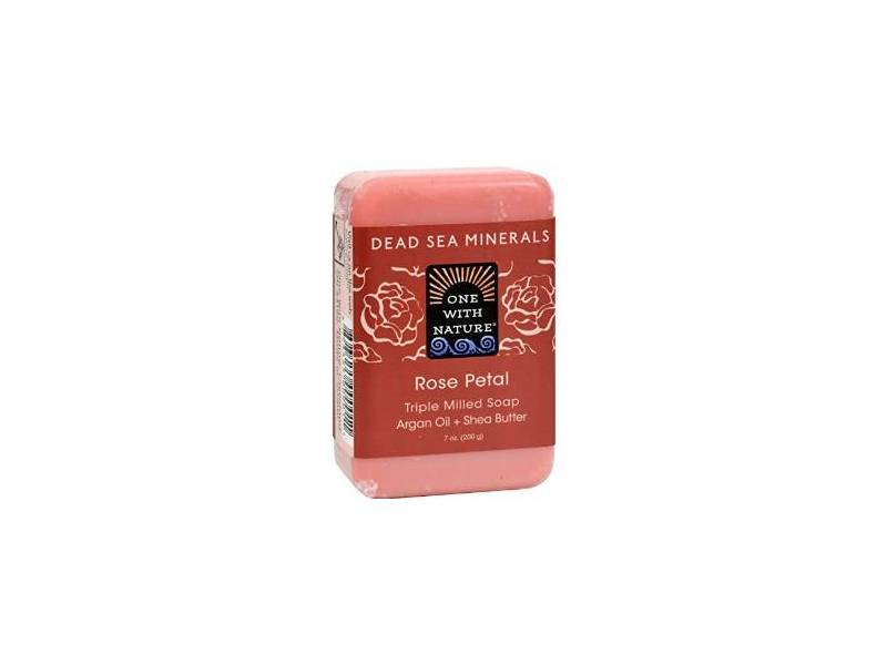 One With Nature Dead Sea Mineral Rose Petal Soap, 7 oz