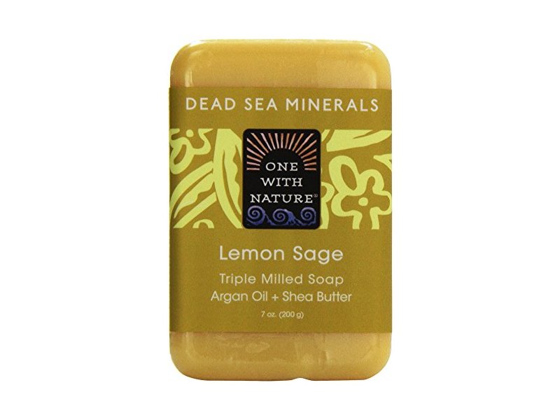 One With Nature Dead Sea Spa Triple Milled Mineral Soap, Lemon Sage, 7 oz/200 g