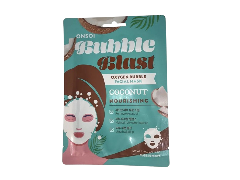 Onsoi Bubble Blast Oxygen Bubble Facial Mask, Coconut, 0.78 fl oz/23 mL