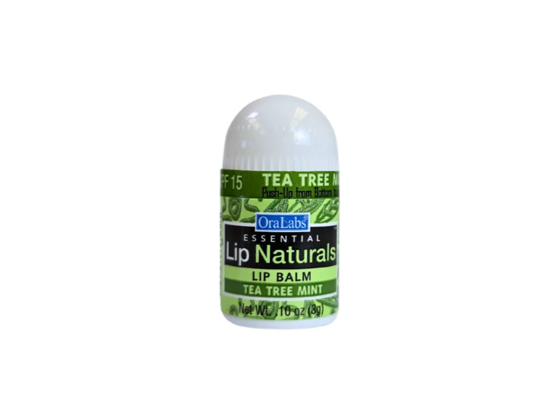 OraLabs Essential Lip Naturals Lip Balm, Tea Tree Mint, 0.10 oz/3 g, Pack of 12