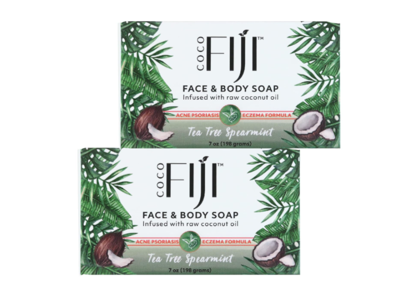 Organic Fiji Coco Face & Body Soap, Tea Tree & Spearmint, 7 oz/198 g, Pack Of 2