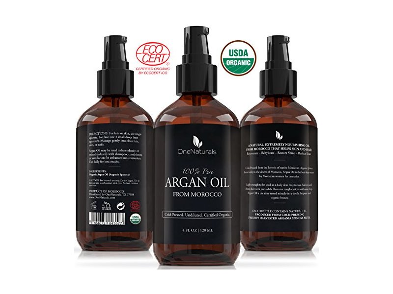 Organic Moroccan Argan Oil for Hair, Face, Skin, Nails (4oz)
