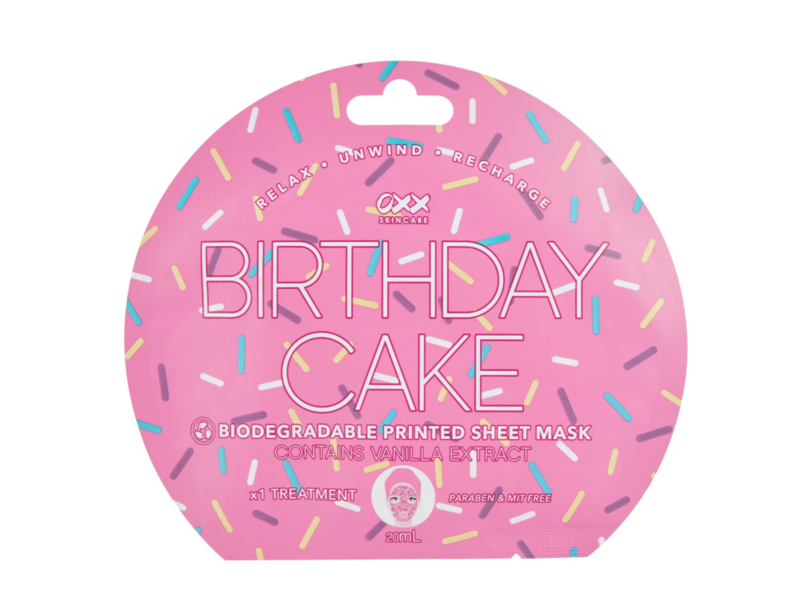 Oxx Skin Care Birthday Cake Sheet Mask, Vanilla Extract, 20 mL