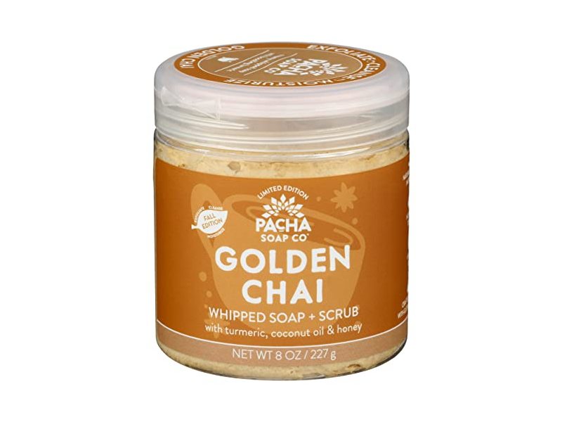 Pacha Soap Co Whipped Soap + Scrub, Golden Chai, 8oz/227 g