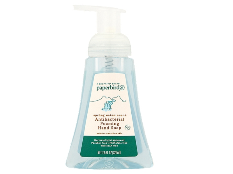 Paperbird Antibacterial Foaming Hand Soap, Spring Water Scent, 7.5 fl oz/221 mL