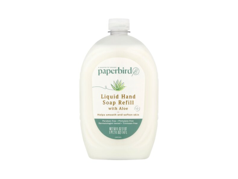 Paperbird Liquid Hand Soap Refill, Aloe, 50 fl oz/1.47 L