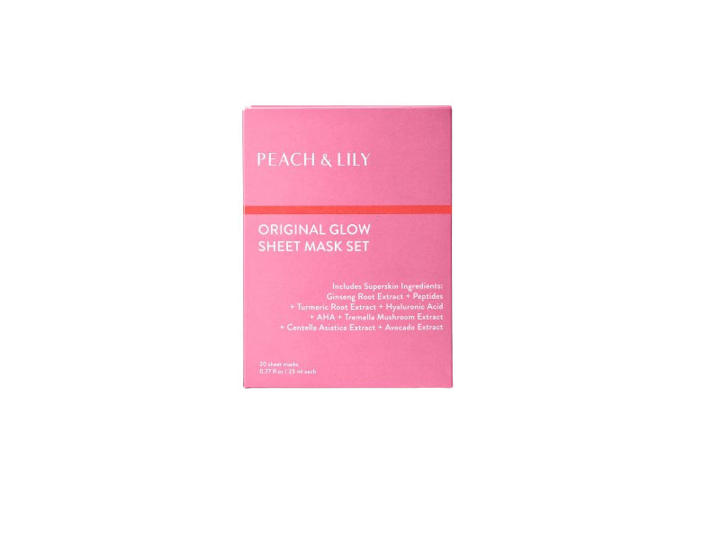 Peach & Lily Original Glow Sheet Mask Set, 0.77 fl oz/23 mL, 20 Count