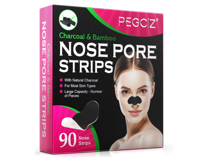 Pegciz Nose Pore Strips, Charcoal & Bamboo, 90 Count