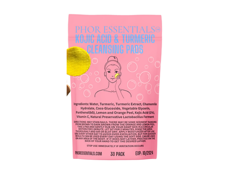 Phor Essentials Cleansing Pads, Kojic Acid & Turmeric, 30 Count
