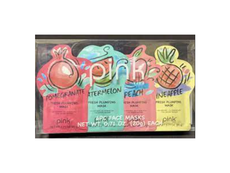 Pink Face Masks, Pomegranate, Watermelon, Peach, Pineapple, 0.71 oz/20 g, 4 Count