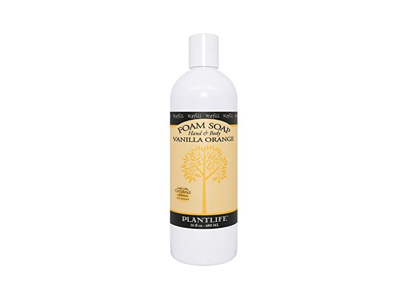Plantlife Hand & Body Foam Soap, Vanilla Orange, Refill, 16 fl oz/480 mL