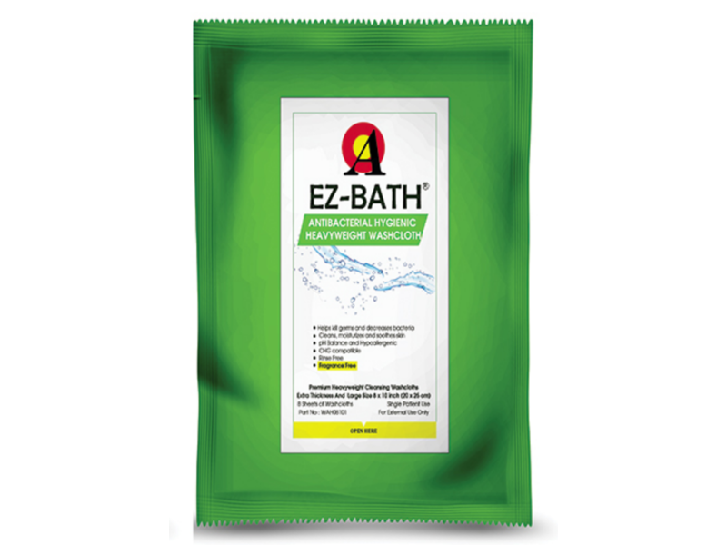 Point A Tech Ez-Bath Anti-Bacterial Wash Cloth, Fragrance Free, 8 Sheets