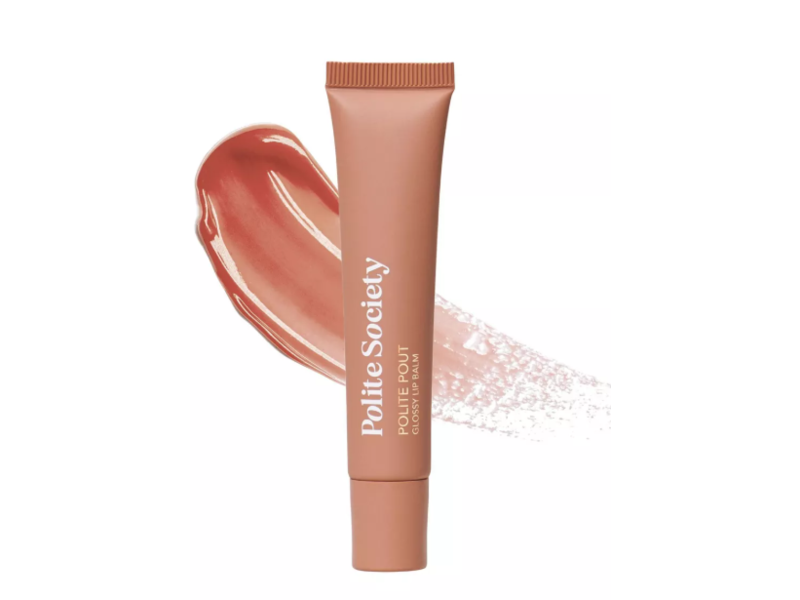 Polite Society Pout Glossy Lip Balm, French Caramel, 0.5 oz/15 mL