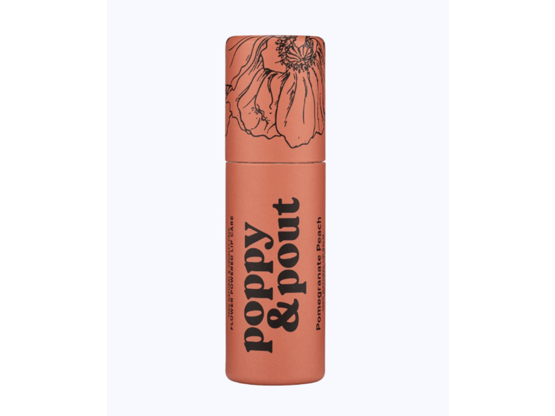 Poppy & Pout Natural Lip Balm, Pomegranate Peach, 0.3 oz/8.5 g