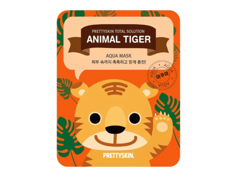 Pretty Skin Total Solution Aqua Mask, Animal Tiger, 0.88 oz/25 g
