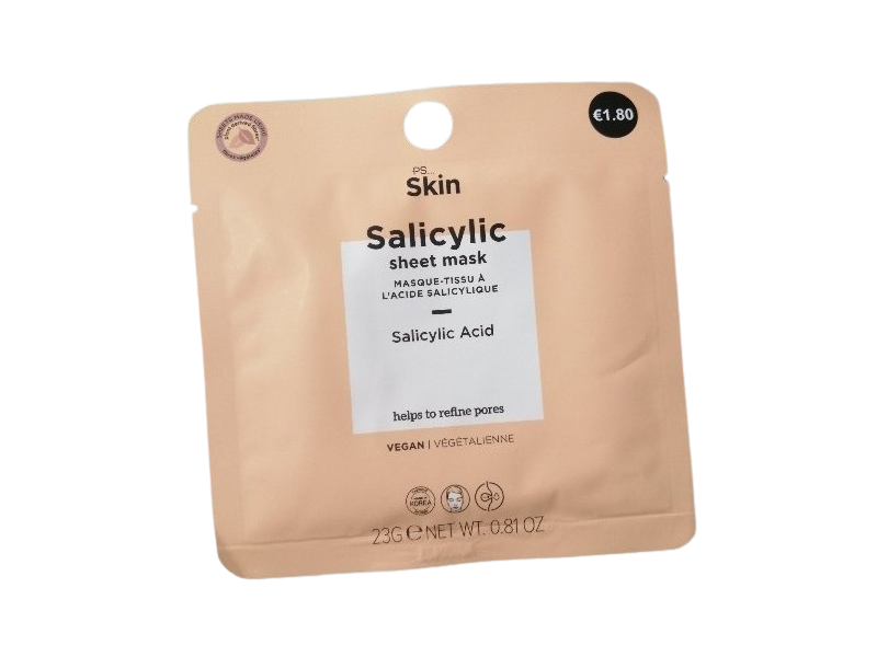 Ps Skin+ Salicylic Sheet Mask, Salicylic Acid, 0.81 oz/23 g