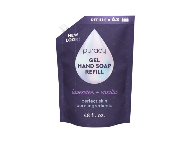 Puracy Organic Hand Soap Wash Refills for Soft Skin (Lavender & Vanilla, 48 Ounce)