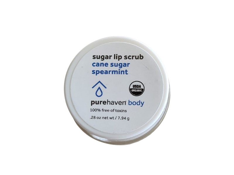 Pure Haven Sugar Lip Scrub, Cane Sugar & Spearmint, 0.28 oz/7.94 g