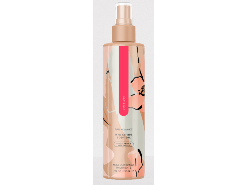 Pure Romance Hydrating Body Oil, Love Story, 7 fl oz/210 mL