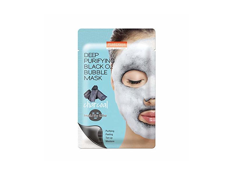 Purederm Deep Purifying Black O2 Bubble Mask, Charcoal, 0.70 oz/20 g