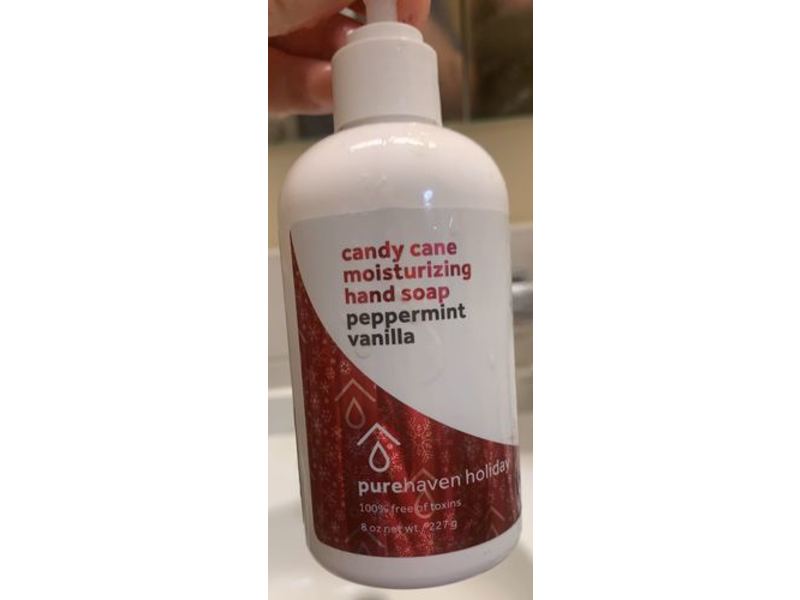 Purehaven Holiday Candy Cane Moisturizing Hand Soap, Peppermint Vanilla, 8 oz/227 g