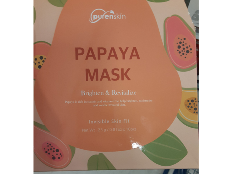 Pureskin Papaya Mask, Brighten & Revitalize, 0.81 oz/23 g, 10 Count
