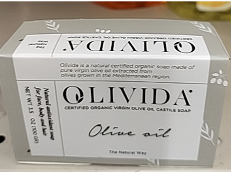 Qlivida Castile Soap, Olive Oil, 3.5 oz/100 g