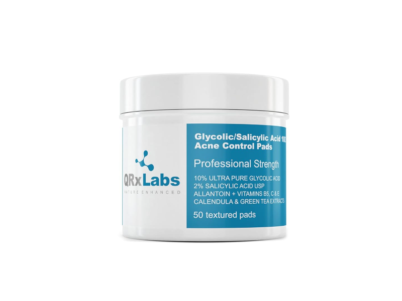 QRxLabs Glycolic/Salicylic Acid 10/2 Acne Control Pads, 50 Count