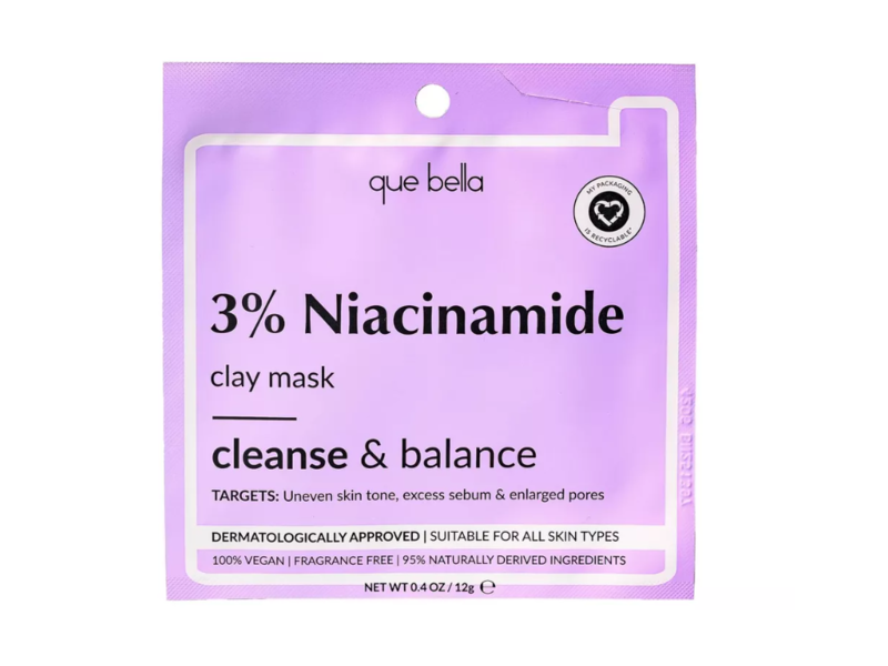 Que Bella 3% Niacinamide Clay Mask, 0.4 oz/12 g