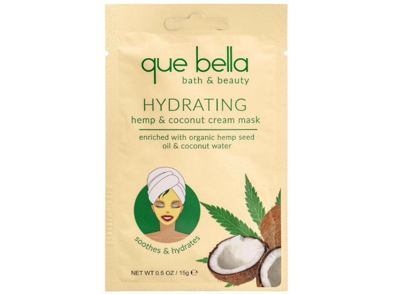 Que Bella Hydrating Hemp & Coconut Cream Mask, Soothes & Hydrates, 0.5 oz/15 g