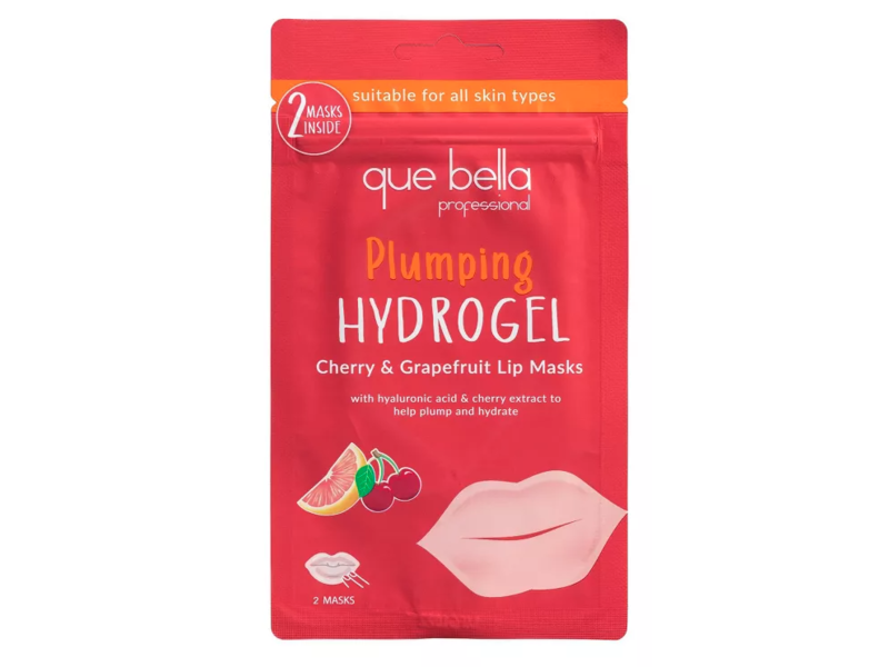 Que Bella Hydrogel Lip Masks, Cherry & Grapefruit, 2 Count