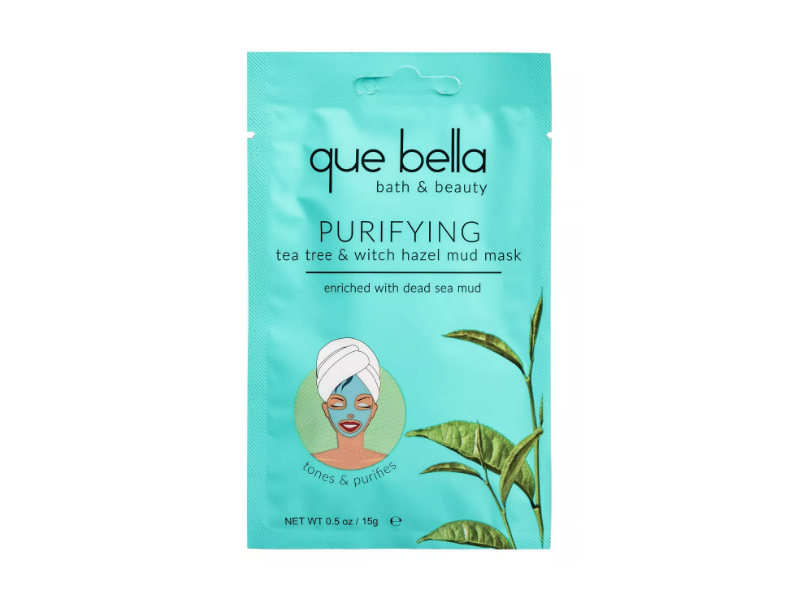 Que Bella Purifying Mud Mask, Tea Tree & Witch Hazel, 0.5 oz/15 g, Pack Of 6
