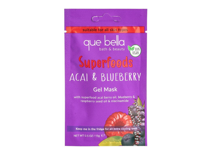 Que Bella Superfoods Gel Mask, Acai & Blueberry, 0.5 oz/15 g