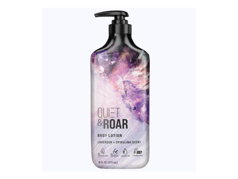 Quiet & Roar Body Lotion, Lavender + Spirulina Scent, 16 fl oz/473 mL