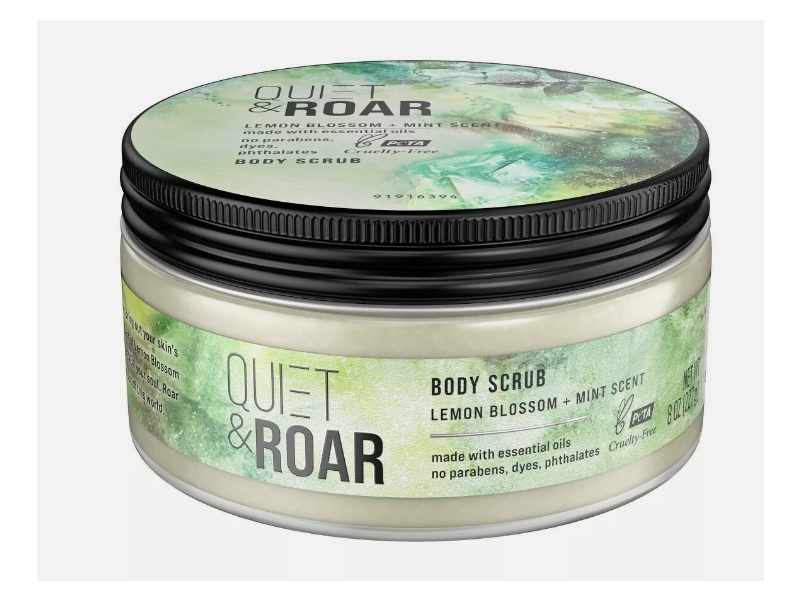 Quite & Roar Body Scrub, Lemon Blossom + Mint Scent, 8 oz/227 g