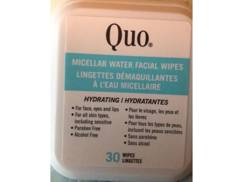 Quo Micellar Water Facial Wipes, 30 ct