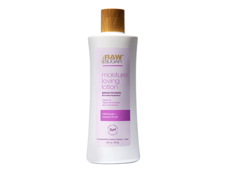 Raw Sugar Brightening Moisture Loving Lotion, Hibiscus + Island Fruit, 16 fl oz/473 mL