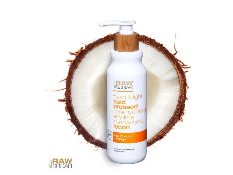 Raw Sugar Fresh & Light Cold Pressed Ultra Hydrating Anytime Everywhere Lotion, Raw Coconut + Mango, 18 fl oz