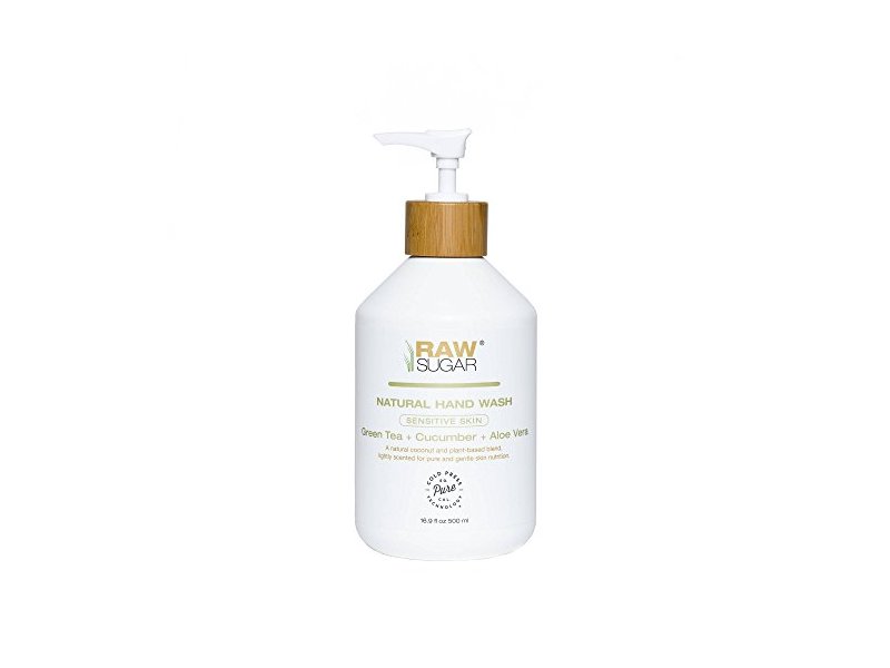 Raw Sugar Natural Hand Wash, Sensitive Skin, Green Tea + Cucumber + Aloe Vera, 16.9 fl oz/500 mL