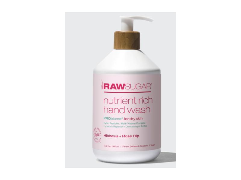 Raw Sugar Nutient Rich Hand Wash, Hibiscus + Rose Hip, 16.9 fl oz/500 mL