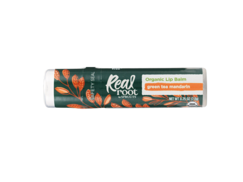 Real Root By Sprouts Organic Lip Balm, Green Tea Mandarin, 0.25 oz/7.0 g
