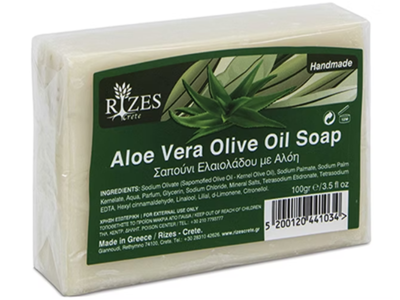 Rizes Crete Aloe Vera Olive Oil Soap, 3.5 oz/100 g
