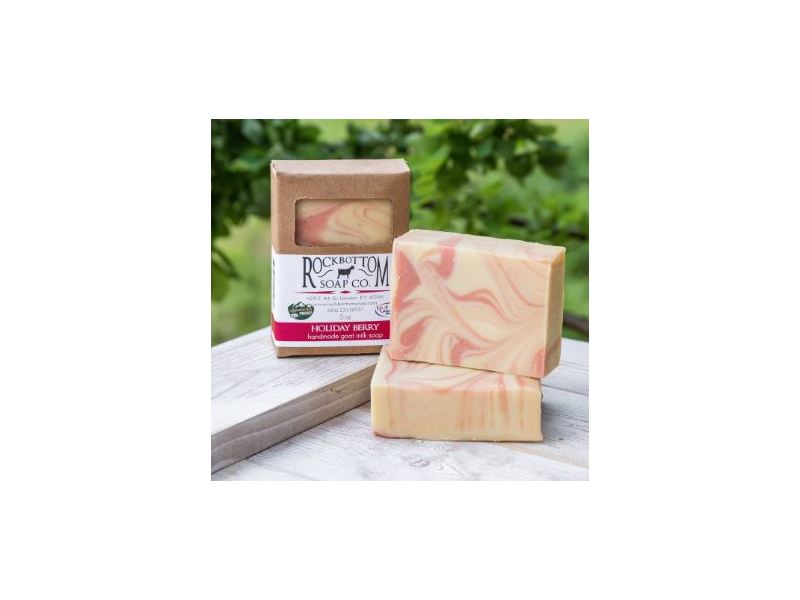 RockBottom Soap Co. Handmade Goat Milk Soap, Holiday Berry, 5 oz