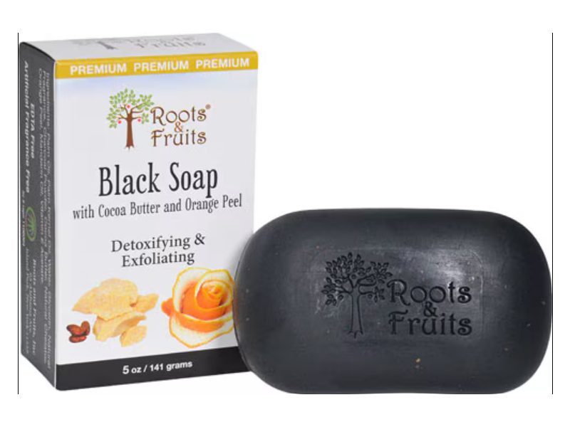 Roots & Fruits Detoxifying & Exfoliating Black Soap, 5 oz/141 g