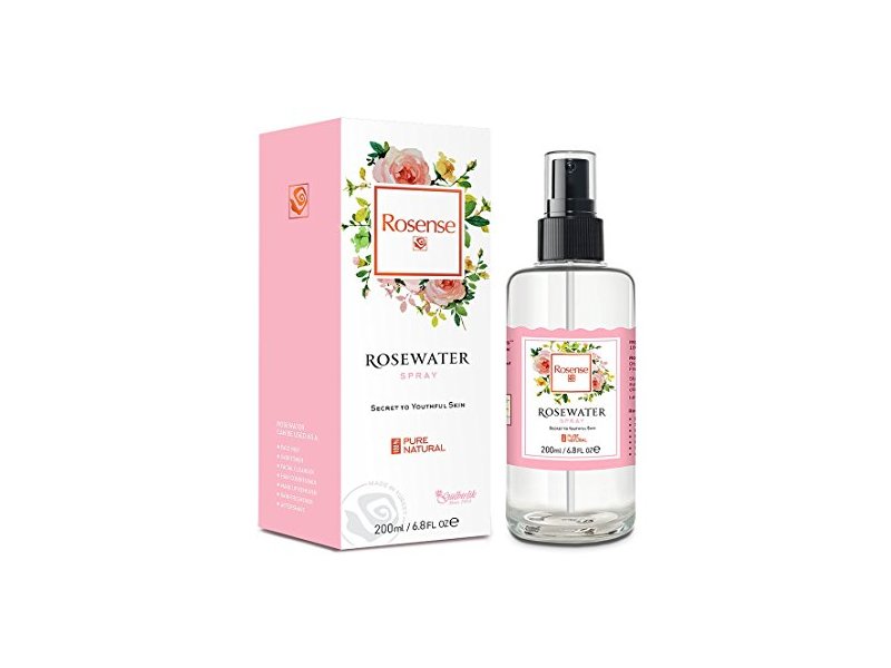 Rosense Glass Bottle Rosewater Hydrating Facial Toner/Rose Water Face Mist 6.8 Oz