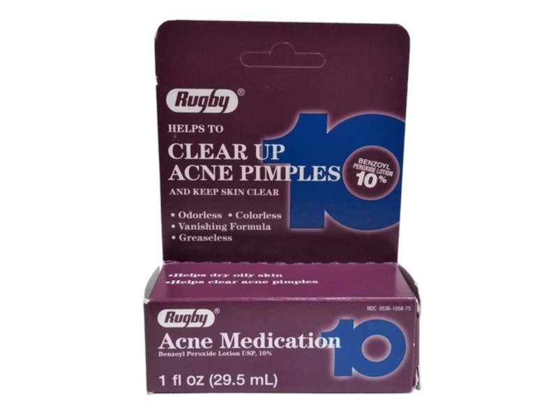 Rugby Acne Medication Benzoyl Peroxide Acne Lotion, 1 fl oz/29.5 mL