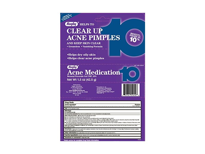 Rugby Benzoyl Peroxide Acne Medication, 1.5 oz