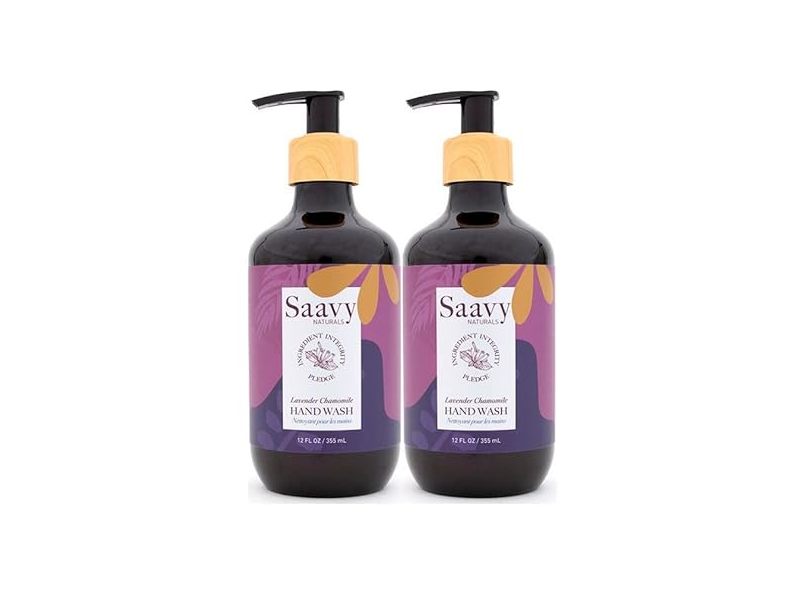Saavy Naturals Liquid Hand Soap, Lavender Chamomile, 12 fl oz/355 mL, 2 Pack