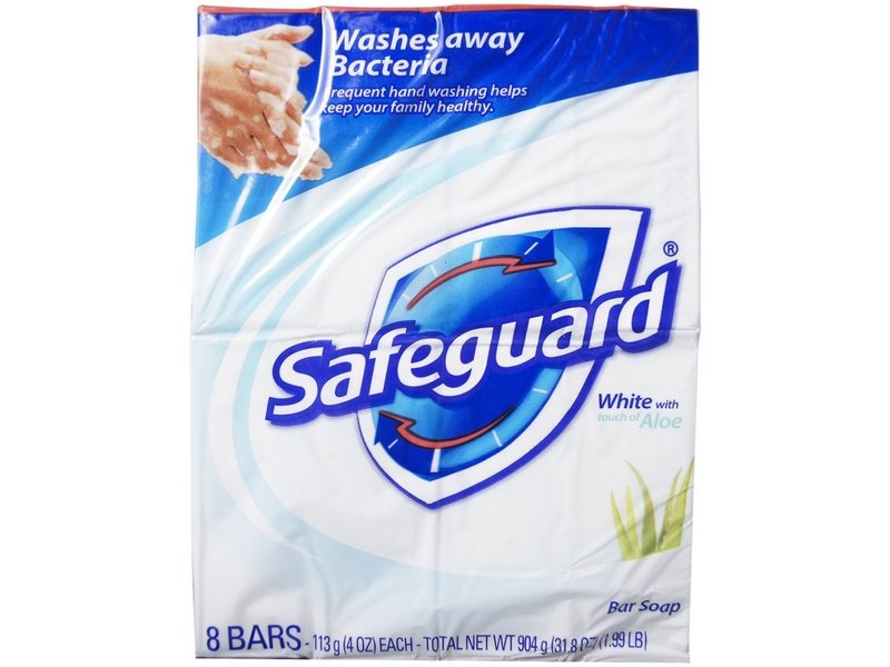 Safeguard Antibacterial Soap, White with Aloe, 4 oz x 8 count