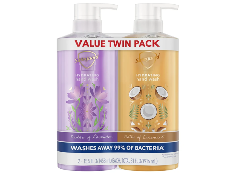 Safeguard Hydrating Hand Wash, Notes of Lavender & Coconut, 15.5 fl oz/458 mL, Twin Pack